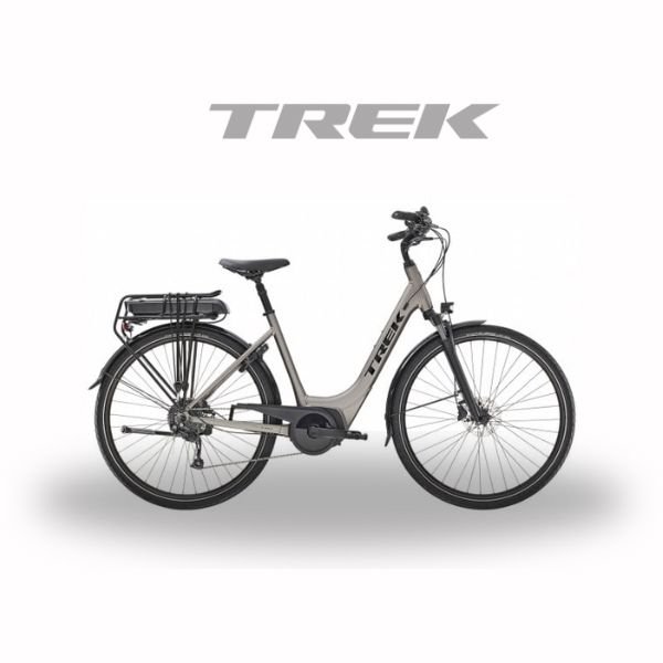 Vélo de Ville Électrique Trek Verve+ 2 Lowstep Shimano Acera/Altus 9V 400 Wh Gris
